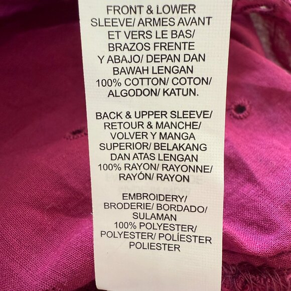 Lucky Brand Blouse See Through Circle Pattern 3/4 Sleeve Burgundy Vintage Large - Picture 3 of 7